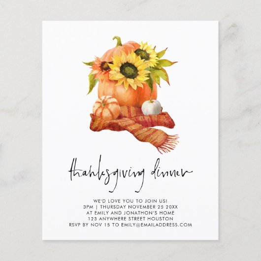 PAPIER | Thanksgiving pompoen en zonnebloemen Flyer (Voorkant)