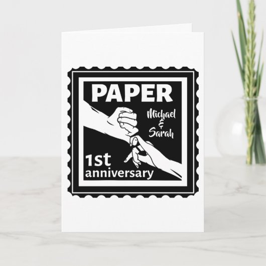 Papier traditionele 1e trouwdag jubileum kaart (Voorkant)