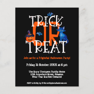PAPIER Trick or treat Halloween Party Black Invit Flyer