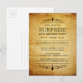  papier | Typografie van het verrassingsverjaardag Uitnodiging Briefkaart (Voorkant / Achterkant)