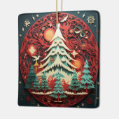 Papier Uitgesneden Kerstboom Keramisch Ornament (Links)