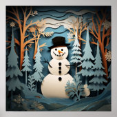 Papier Uitgesneden Sneeuwman Poster (Voorkant)