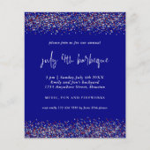 PAPIER | Uitnodiging Glitter Red Blue 4 juli BBQ Flyer (Voorkant)