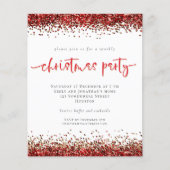 PAPIER | Uitnodiging voor Rode Glitter-kerstfeest Flyer (Voorkant)
