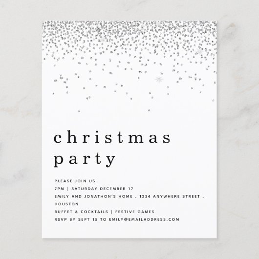 PAPIER | Uitnodiging voor Silver Glitter-kerstfees Flyer (Voorkant)