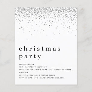 PAPIER   Uitnodiging voor Silver Glitter-kerstfees Flyer