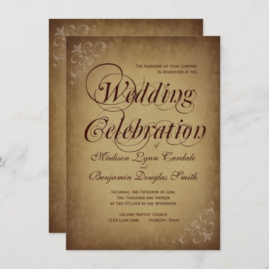  papier - Uitnodigingen voor rigoureus landhuwelij (Voorkant / Achterkant)