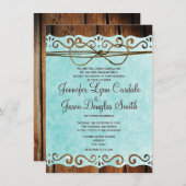  papier van Barn Wood Blauwgroen bruiloft Kaart (Voorkant / Achterkant)