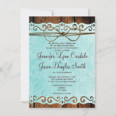  papier van Barn Wood Blauwgroen bruiloft Kaart (Voorkant)
