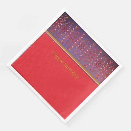 Papier van Birthday Napkin in roze pruimen en most Servet (Hoek)