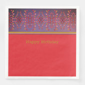 Papier van Birthday Napkin in roze pruimen en most Servet (Voorkant)