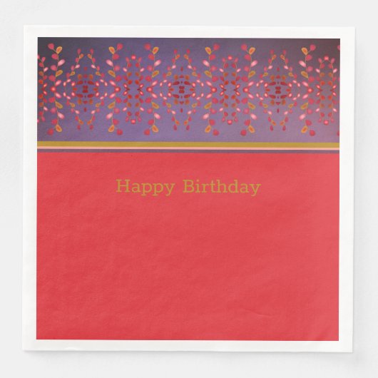 Papier van Birthday Napkin in roze pruimen en most Servet (Voorkant)