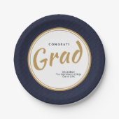 Papier van de Aangepaste moderne marine/Gold Gradu Papieren Bordje (Voorkant)
