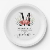 Papier van de Logo van Floral-Monogram afstuderen Papieren Bordje (Voorkant)