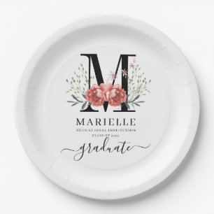 Papier van de Logo van Floral-Monogram afstuderen Papieren Bordje