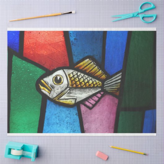 papier van gekleurd glasvisweefsel (Craft)