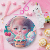 Papier van Kawaii-ijsmeisje, borden Papieren Bordje (Feest)