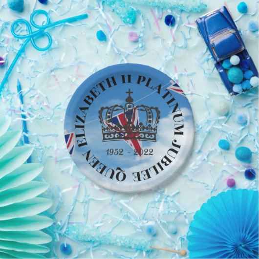 Papier van koningin Elizabeth II Platinum Jubilee  Papieren Bordje (Feest)