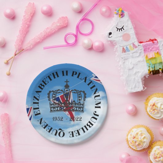 Papier van koningin Elizabeth II Platinum Jubilee  Papieren Bordje (Feest)