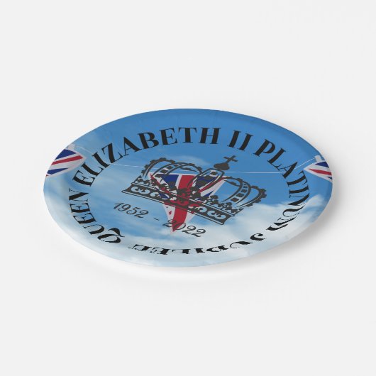 Papier van koningin Elizabeth II Platinum Jubilee  Papieren Bordje (Gekanteld)