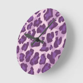 Papier van luipaarden met paarse tonnen ronde klok (Hoek)