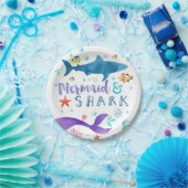 Papier van Mermaid and Shark verjaardagsfeestje bo Papieren Bordje (Feest)