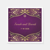 Papier van Napkin Gold Mandala over het Paarse joo Servet (Voorkant)