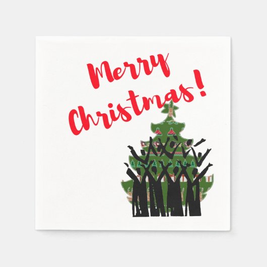 Papier van Napkins Merry-kerst Carol Singers Choir Servet (Voorkant)