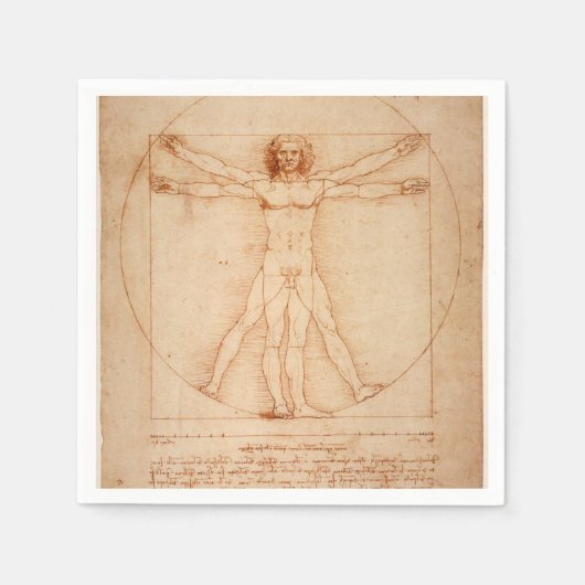 Papier van Napkins Vitruvian Man van Leonardo da V Servet (Voorkant)