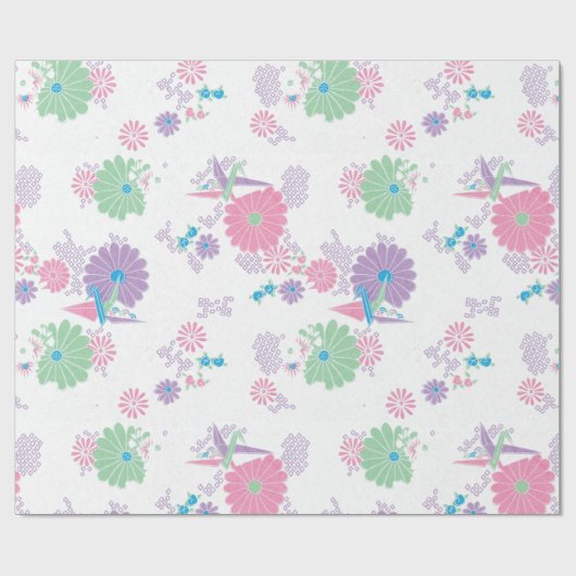 Papier van oorsprong, kranen en bloemen (Vlak)