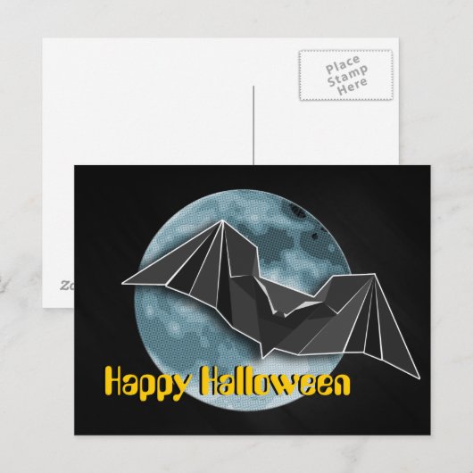 Papier van origami met volledig blauw/geel/bruin briefkaart (Voorkant / Achterkant)