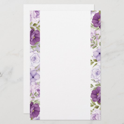 Papier van Paars Rozen (Voorkant / Achterkant)