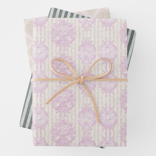 Papier van pasta Rococo Damask Stripe Wrapping Inpakpapier Vel (In situ)