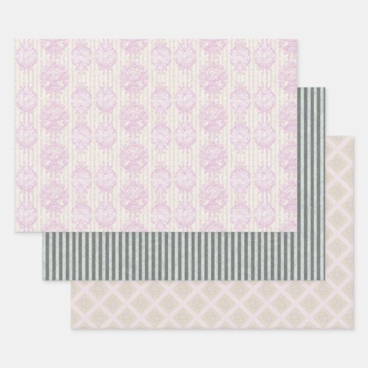 Papier van pasta Rococo Damask Stripe Wrapping Inpakpapier Vel (Set)