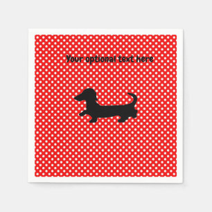 Papier van rood en wit dachshund servet