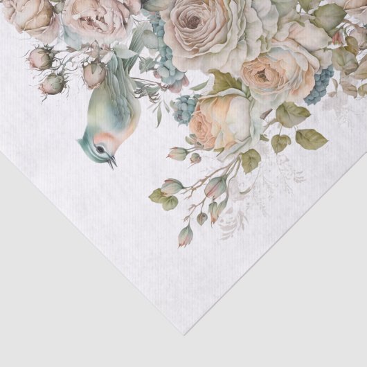 Papier van shabbyschaafvogels en -rozen (Detail)
