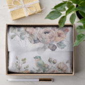 Papier van shabbyschaafvogels en -rozen (Geschenk)