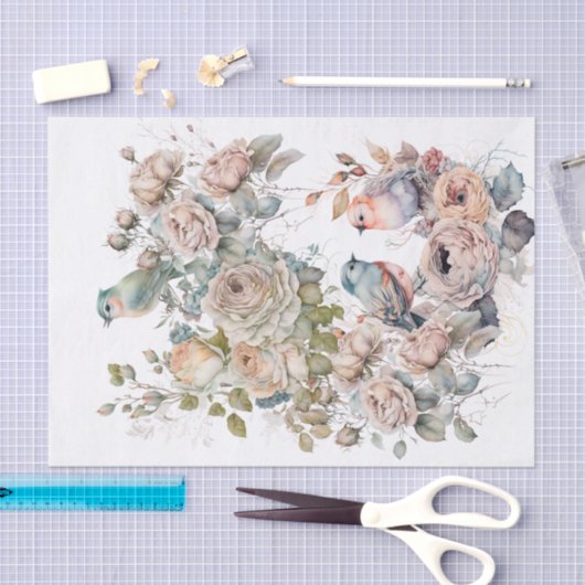 Papier van shabbyschaafvogels en -rozen (Craft)