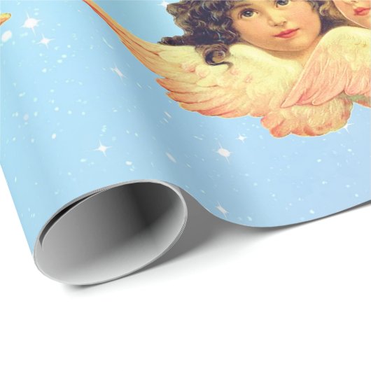 PAPIER VERPAKKEN  ENGELSTERREN IN BLAUW (Rol Hoek)