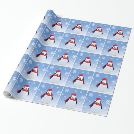 Papier verpakken Penguin Kerstman (Uitgerold)