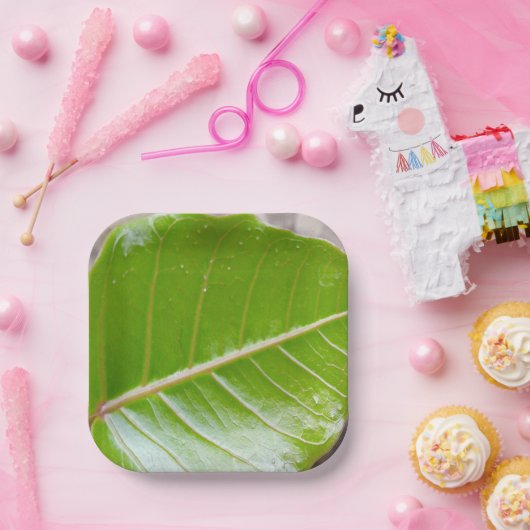 Papier Vierkante Kom met Blad Ontwerp Papieren Bordje (Feest)