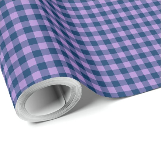 Papier Violet en Navy Check Gingham (Rol Hoek)