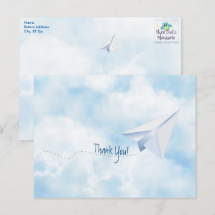 Papier Vliegtuig Baby shower Dank u Briefkaart
