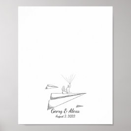 Papier Vliegtuig Liefde Thumbprint Gastenboek Poster