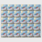 Papier Vliegtuig Vliegen in Parijs, Kleurrijk, Wat (Vlak)