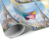 Papier Vliegtuig Vliegen in Parijs, Kleurrijk, Wat (Rol Hoek)