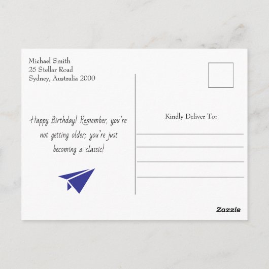 Papier Vliegtuig Vliegen in Parijs, Kleurrijk, Wat Briefkaart (Achterkant)