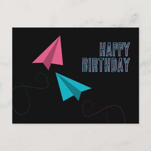 Papier Vliegtuigen Gefeliciteerd Verjaardag Briefkaart (Voorkant)
