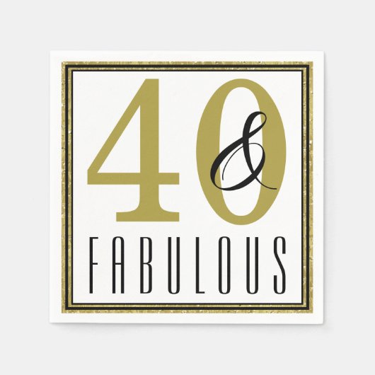 Papier voor 40 en Fabulous Birthday Servet (Voorkant)