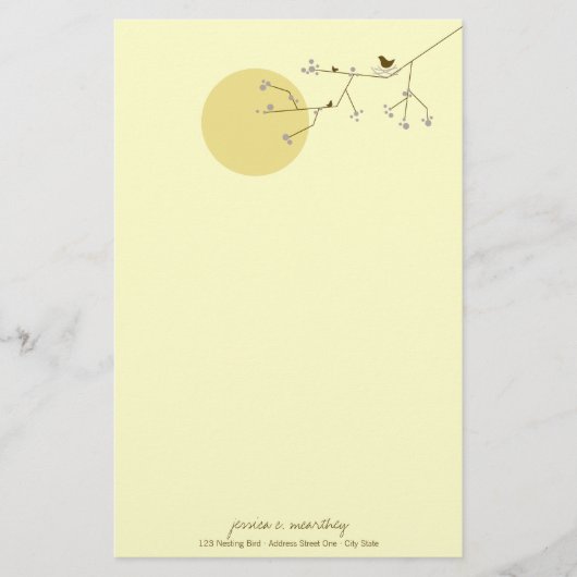 Papier voor Baby shower van de vogelfamilie (Voorkant)